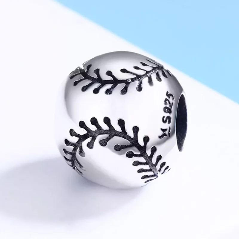 (imagen para) Charm de plata estilo Pandora con pasión por el béisbol - SCC449 - Ver 3