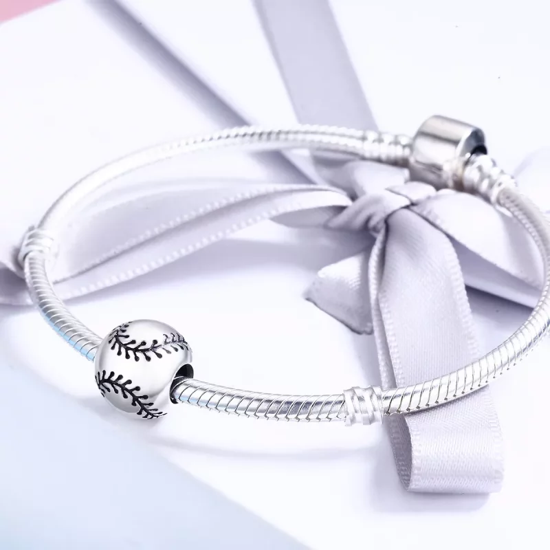 (imagen para) Charm de plata estilo Pandora con pasión por el béisbol - SCC449 - Ver 4