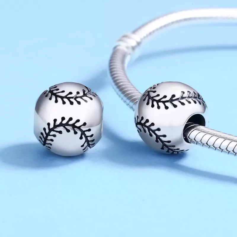(imagen para) Charm de plata estilo Pandora con pasión por el béisbol - SCC449 - Ver 5
