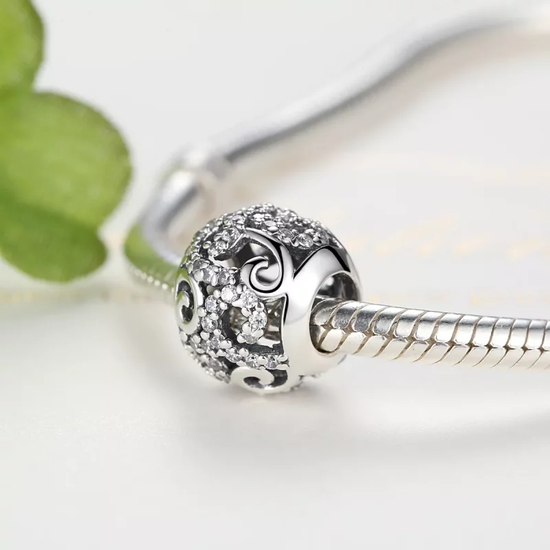 (imagen para) Charm de Plata estilo Pandora con Pavé de Plata - SCC021 - Ver 4
