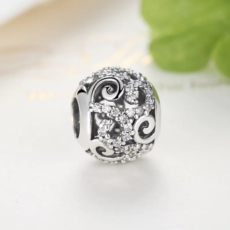 (imagen para) Charm de Plata estilo Pandora con Pavé de Plata - SCC021 - Ver 5
