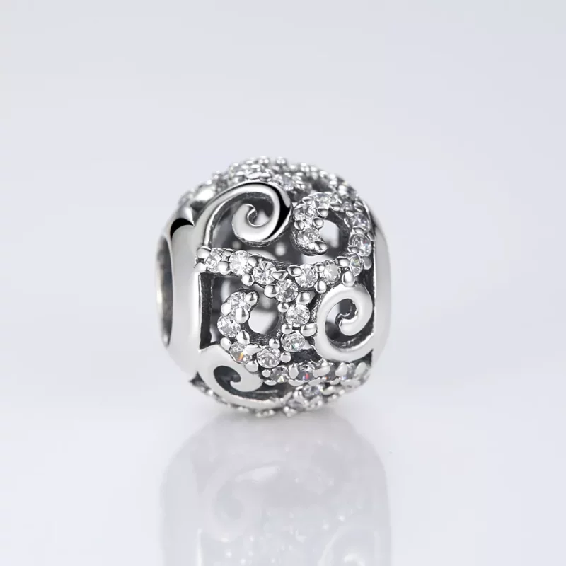 (imagen para) Charm de Plata estilo Pandora con Pavé de Plata - SCC021 - Ver 6