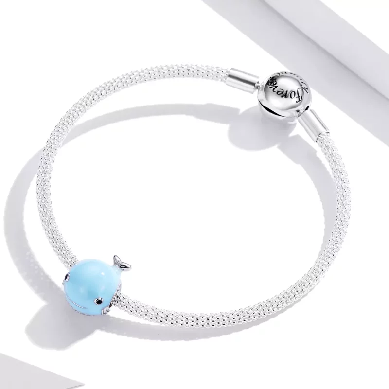 (imagen para) Charm de Plata Estilo Pandora con Pequeña Ballena Azul - BSC250 - Ver 2