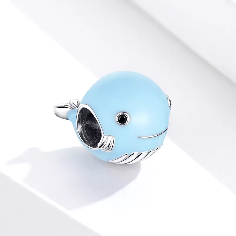 (imagen para) Charm de Plata Estilo Pandora con Pequeña Ballena Azul - BSC250 - Ver 3