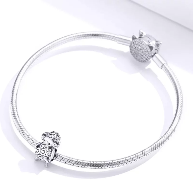 (imagen para) Charm de Plata Estilo Pandora con Pequeña Ovejita - BSC187 - Ver 3