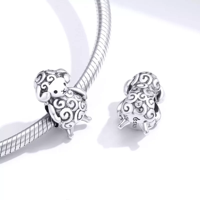 (imagen para) Charm de Plata Estilo Pandora con Pequeña Ovejita - BSC187 - Ver 4