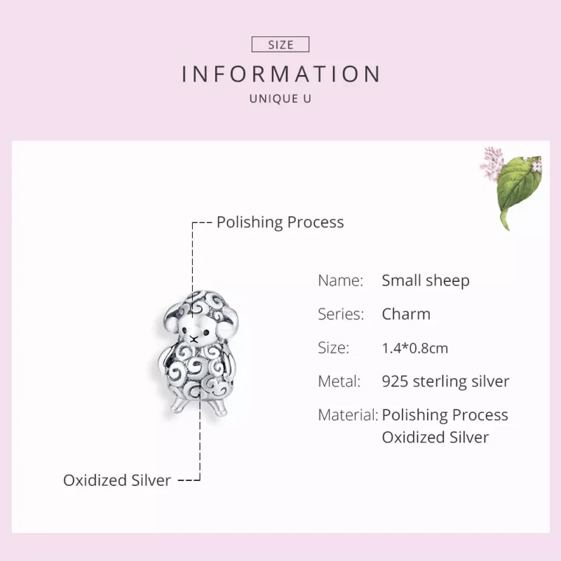 (imagen para) Charm de Plata Estilo Pandora con Pequeña Ovejita - BSC187 - Ver 7