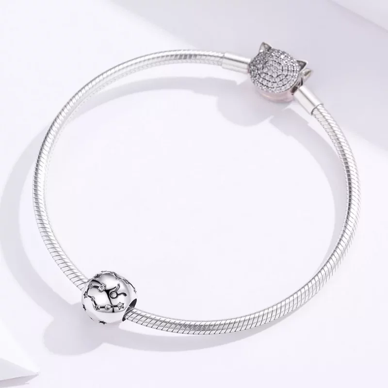 (imagen para) Charm de Plata Estilo Pandora con Signo de Tauro - SCC1218-2 - Ver 3