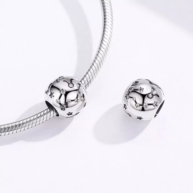 (imagen para) Charm de Plata Estilo Pandora con Signo de Tauro - SCC1218-2 - Ver 4