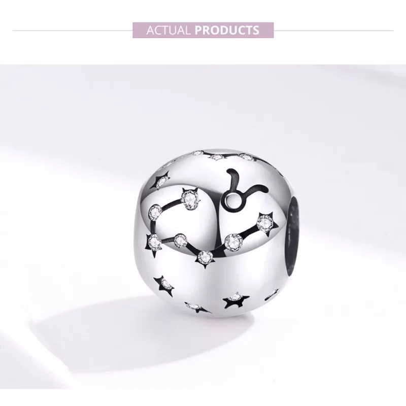 (imagen para) Charm de Plata Estilo Pandora con Signo de Tauro - SCC1218-2 - Ver 5
