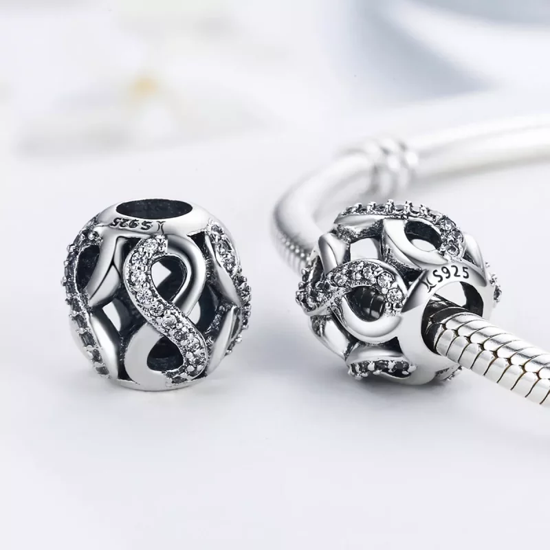 (imagen para) Charm de plata estilo Pandora con símbolo infinito - SCC141 - Ver 5