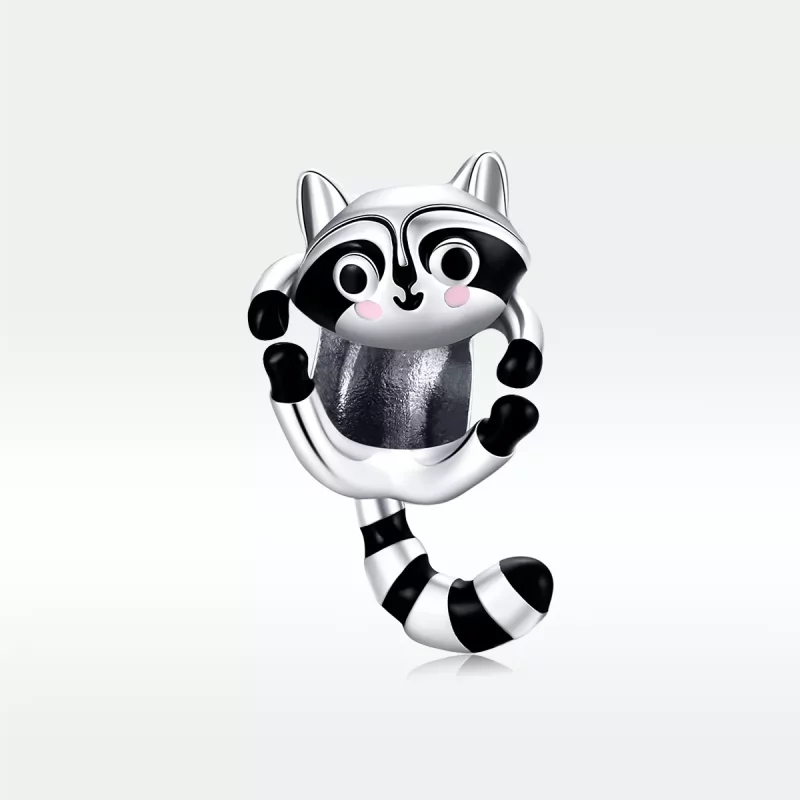 (imagen para) Charm de plata estilo Pandora con un lindo mapache - BSC403 - Ver 5