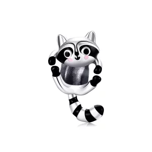 (imagen para) Charm de plata estilo Pandora con un lindo mapache - BSC403