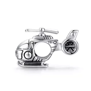 (imagen para) Charm de plata estilo Pandora con un pequeño helicóptero - SCC1699