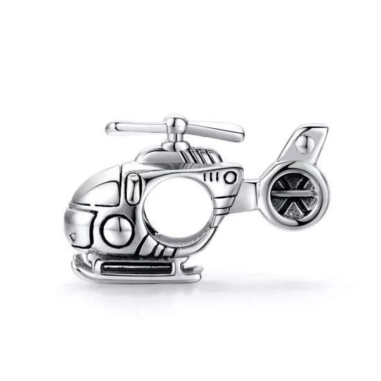(imagen para) Charm de plata estilo Pandora con un pequeño helicóptero - SCC1699