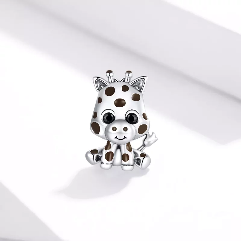 (imagen para) Charm de plata estilo Pandora con un tierno bebé jirafa - SCC1691 - Ver 2