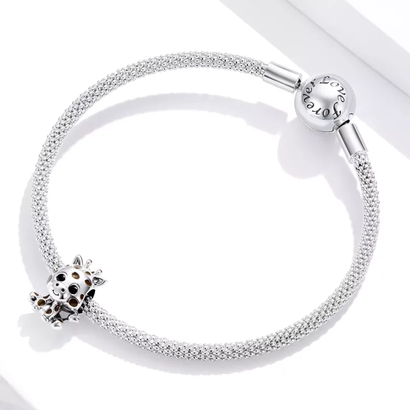 (imagen para) Charm de plata estilo Pandora con un tierno bebé jirafa - SCC1691 - Ver 3