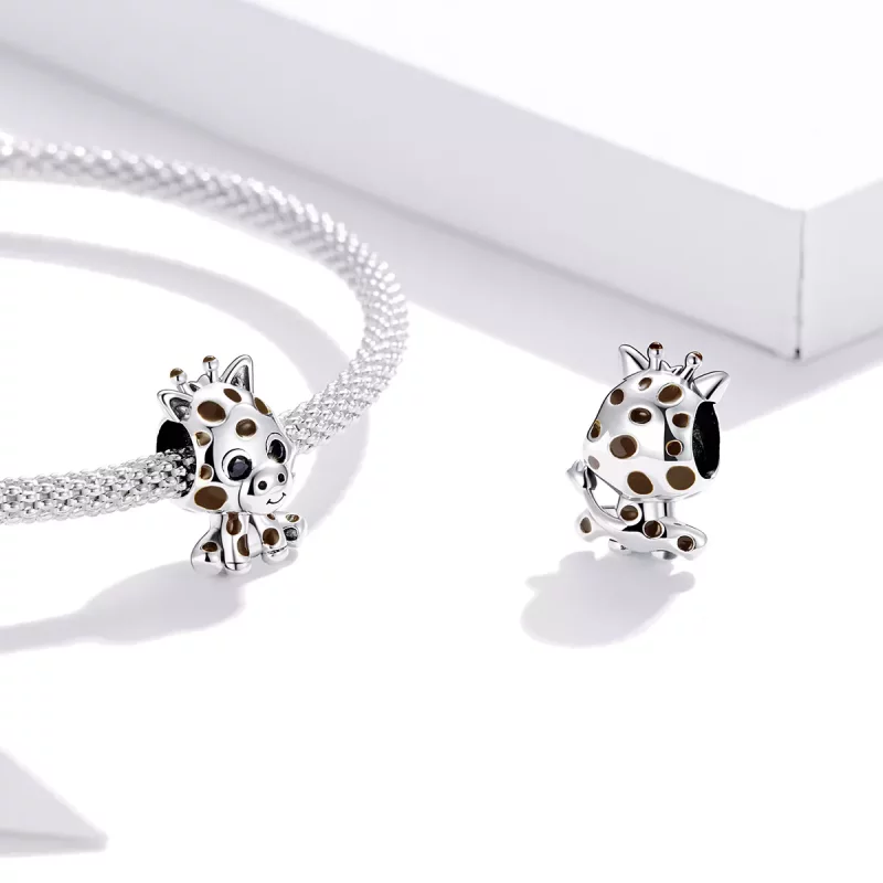 (imagen para) Charm de plata estilo Pandora con un tierno bebé jirafa - SCC1691 - Ver 4