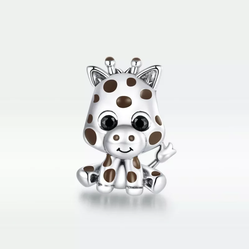(imagen para) Charm de plata estilo Pandora con un tierno bebé jirafa - SCC1691 - Ver 5