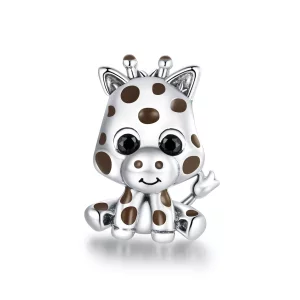 (imagen para) Charm de plata estilo Pandora con un tierno bebé jirafa - SCC1691