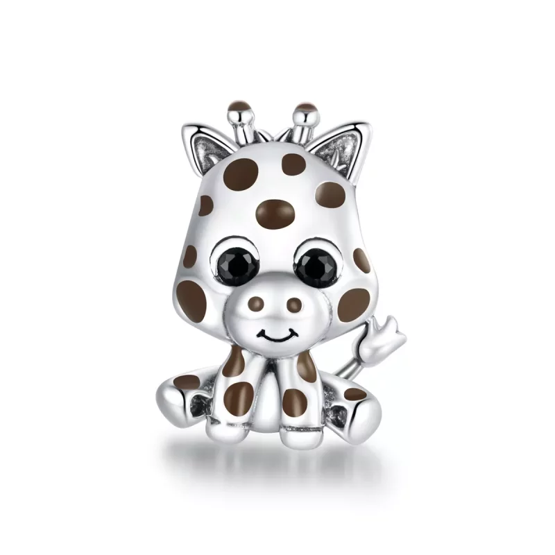 (imagen para) Charm de plata estilo Pandora con un tierno bebé jirafa - SCC1691