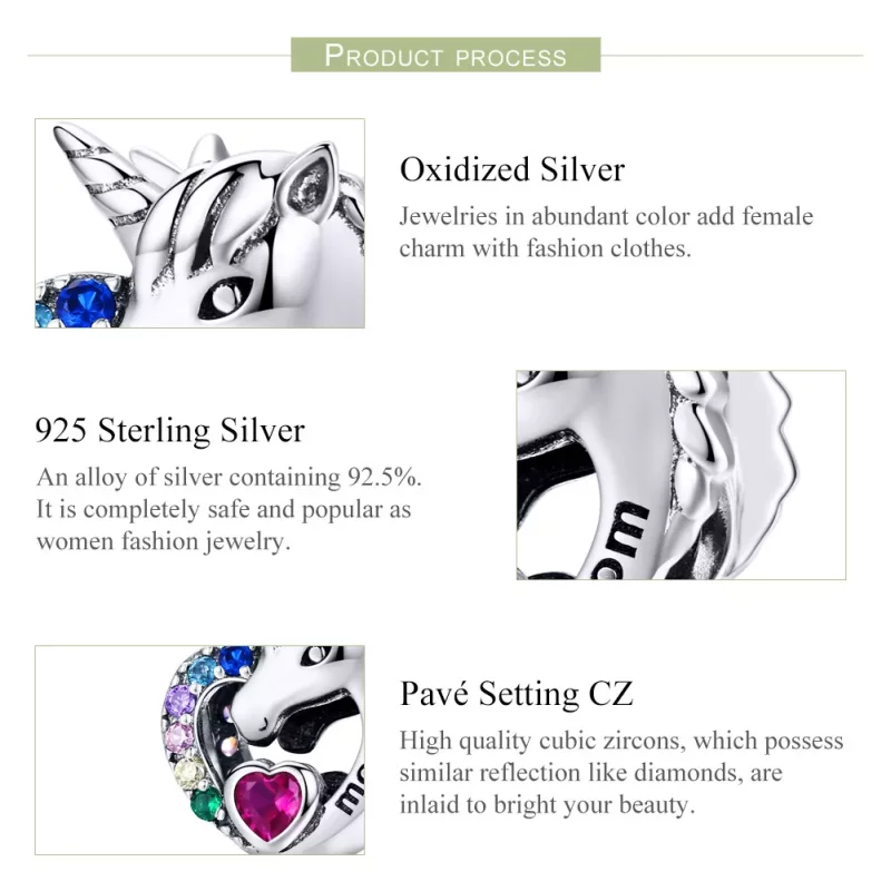 (imagen para) Charm de Plata Estilo Pandora con Unicornio para Mamá - SCC1160 - Ver 4