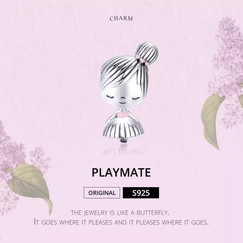 (imagen para) Charm de Plata Estilo Pandora "Es una niña" - SCC1335 - Ver 6