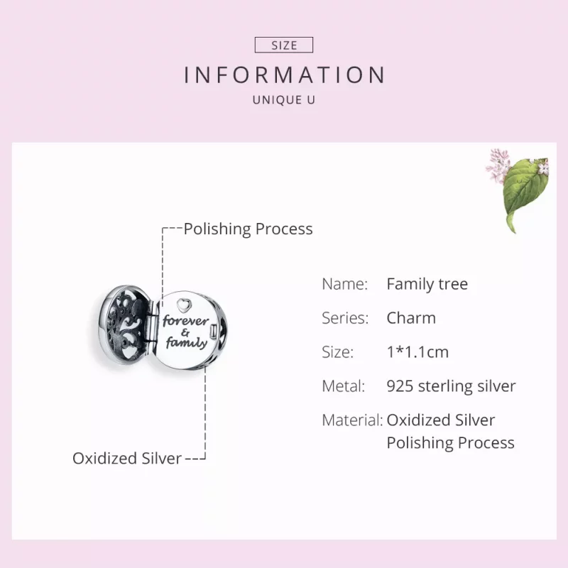 (imagen para) Charm de Plata Estilo Pandora "Forever & Family" - SCC1259 - Ver 3