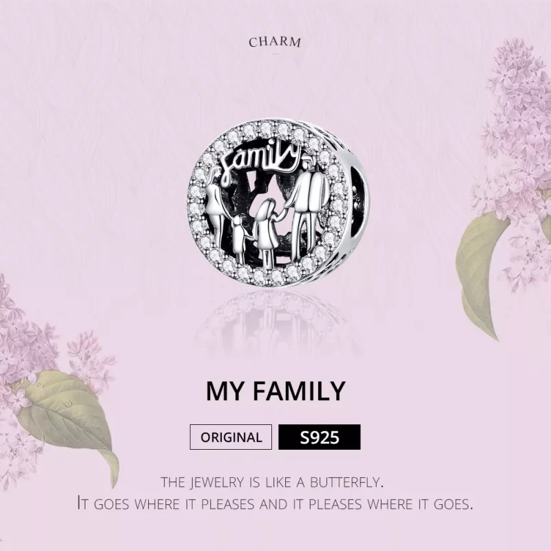 (imagen para) Charm de Plata Estilo Pandora Mi Familia - SCC1184 - Ver 2