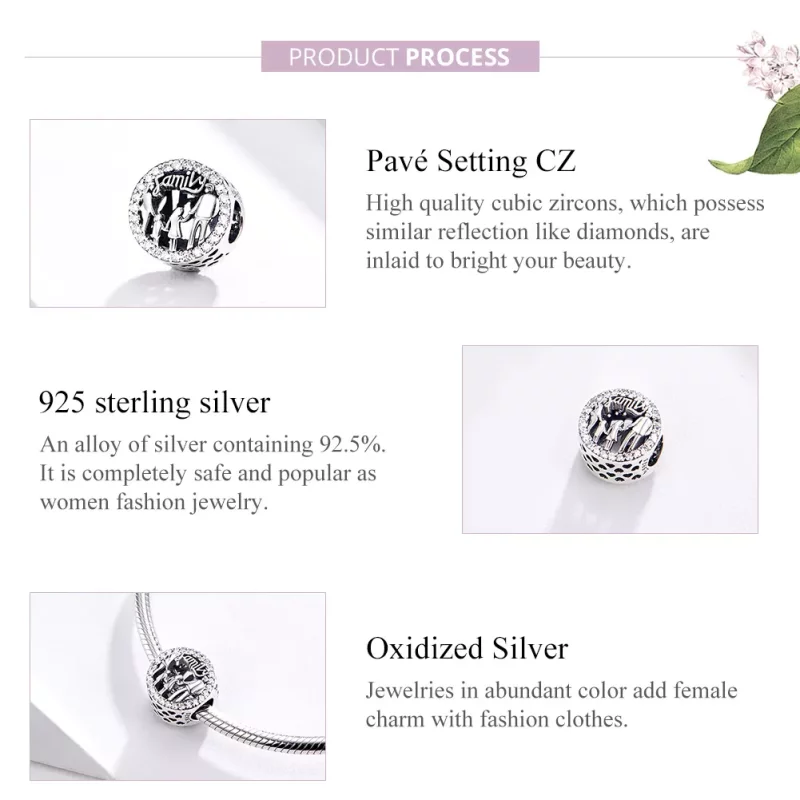 (imagen para) Charm de Plata Estilo Pandora Mi Familia - SCC1184 - Ver 4