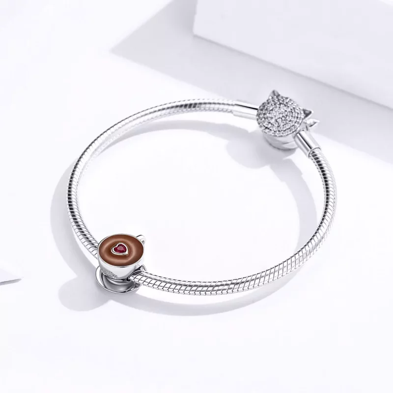 (imagen para) Charm de Plata Estilo Pandora para Café de la Tarde - SCC1286 - Ver 4