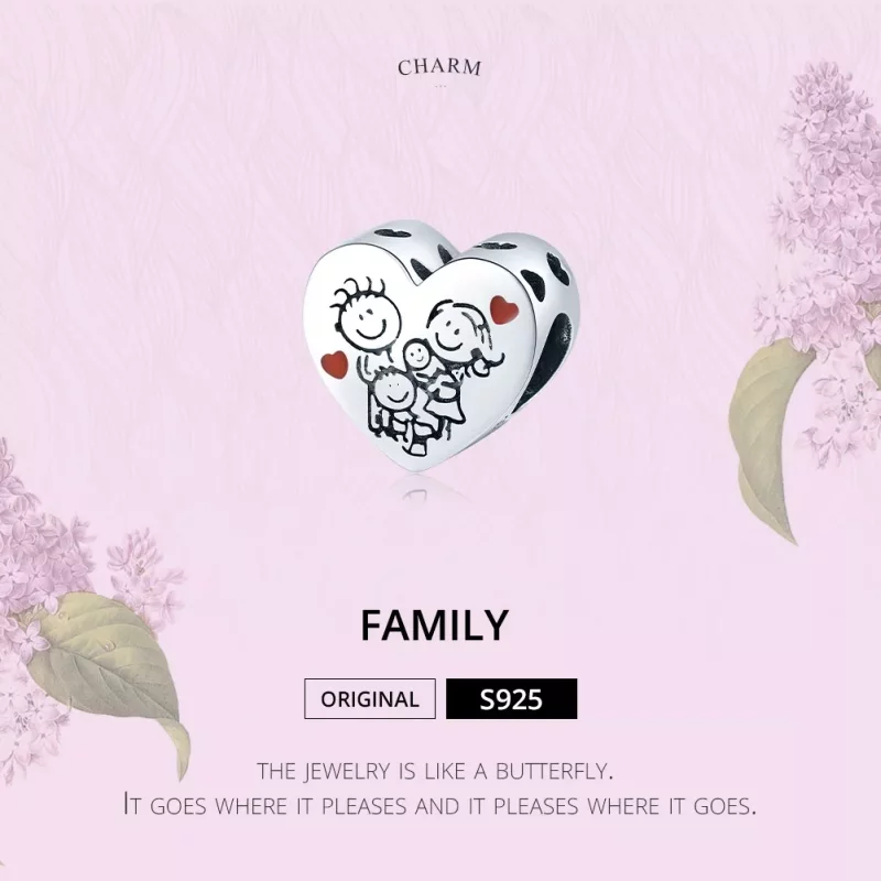 (imagen para) Charm de Plata Estilo Pandora para Mi Familia - BSC237 - Ver 6