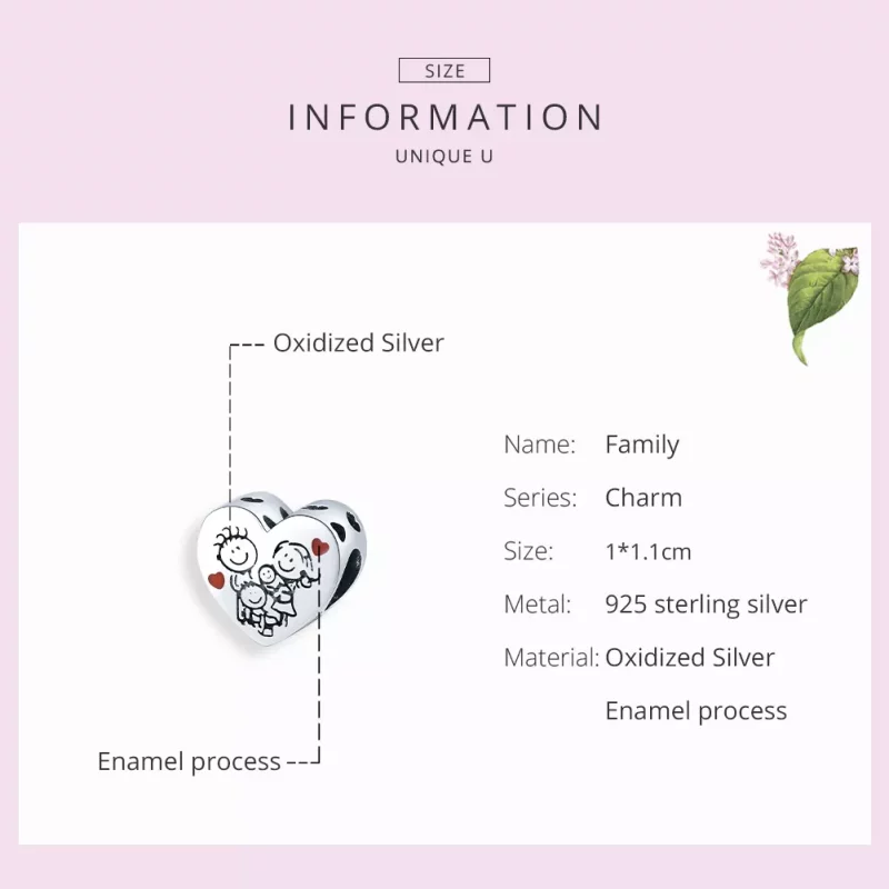 (imagen para) Charm de Plata Estilo Pandora para Mi Familia - BSC237 - Ver 7