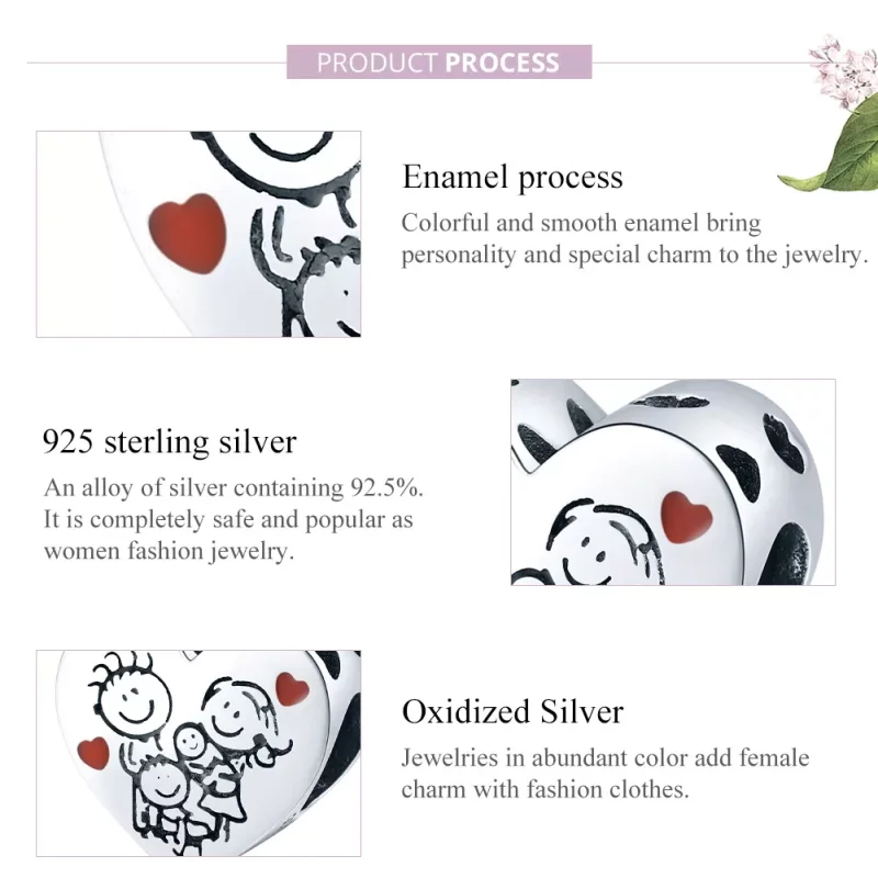 (imagen para) Charm de Plata Estilo Pandora para Mi Familia - BSC237 - Ver 8