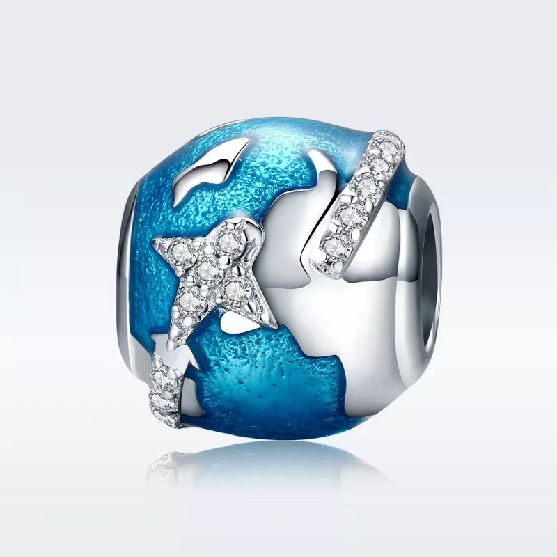 (imagen para) Charm de plata estilo Pandora para viajar alrededor del mundo - SCC183 - Ver 2