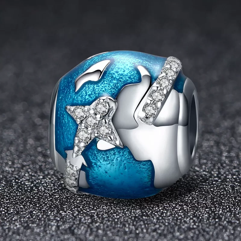 (imagen para) Charm de plata estilo Pandora para viajar alrededor del mundo - SCC183 - Ver 3