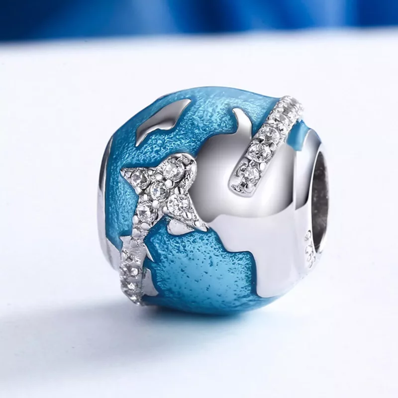 (imagen para) Charm de plata estilo Pandora para viajar alrededor del mundo - SCC183 - Ver 4