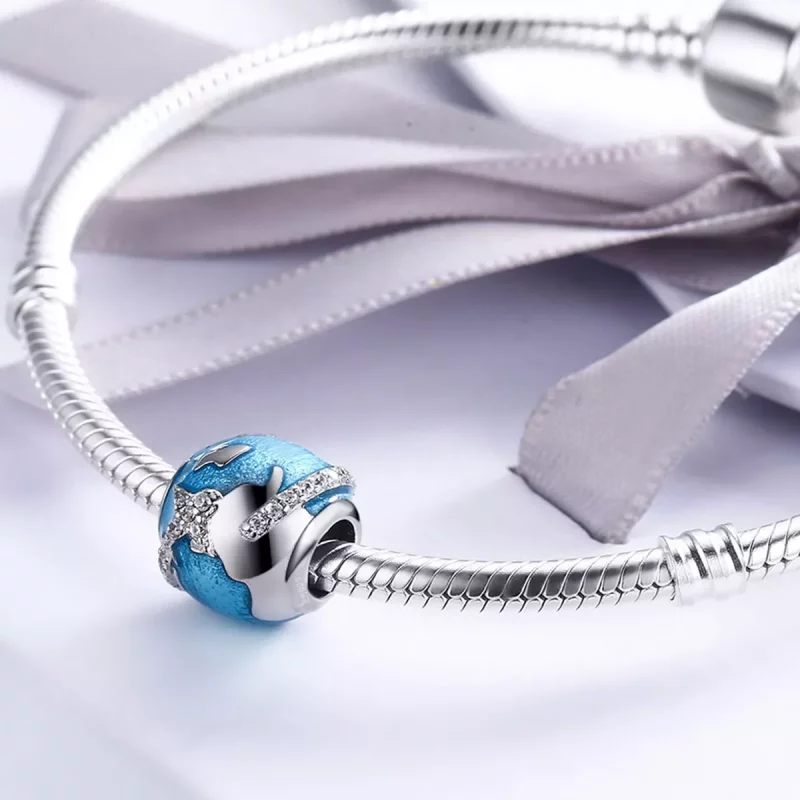 (imagen para) Charm de plata estilo Pandora para viajar alrededor del mundo - SCC183 - Ver 5
