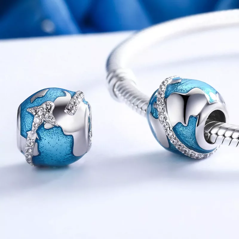(imagen para) Charm de plata estilo Pandora para viajar alrededor del mundo - SCC183 - Ver 6