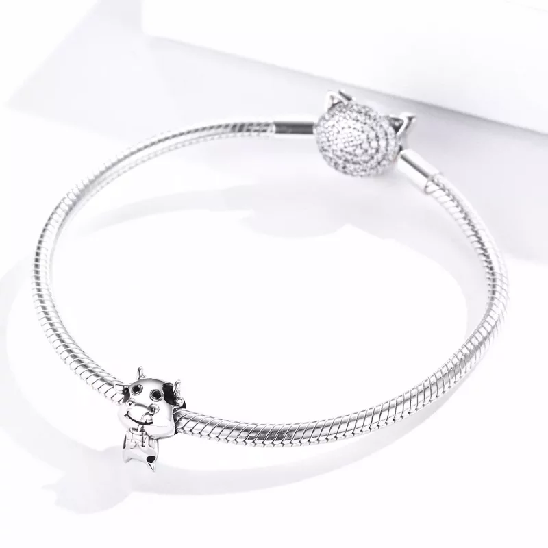 (imagen para) Charm de Plata Estilo Pandora Pequeña Vaca - SCC1574 - Ver 3