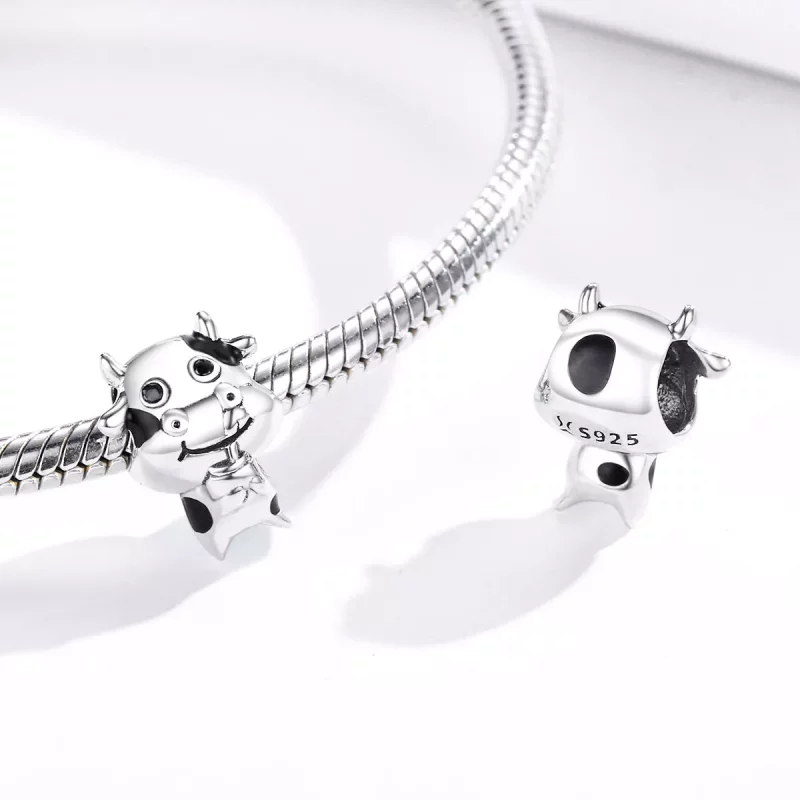 (imagen para) Charm de Plata Estilo Pandora Pequeña Vaca - SCC1574 - Ver 4