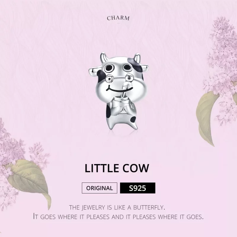 (imagen para) Charm de Plata Estilo Pandora Pequeña Vaca - SCC1574 - Ver 6