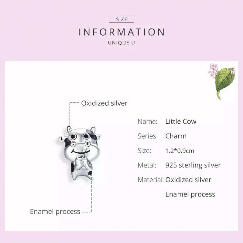 (imagen para) Charm de Plata Estilo Pandora Pequeña Vaca - SCC1574 - Ver 7