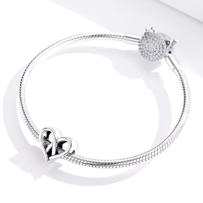(imagen para) Charm de Plata Estilo Pandora "Tú y Yo, Corazón con Corazón" - SCC1552 - Ver 2