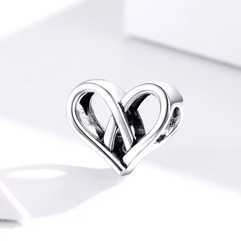 (imagen para) Charm de Plata Estilo Pandora "Tú y Yo, Corazón con Corazón" - SCC1552 - Ver 3