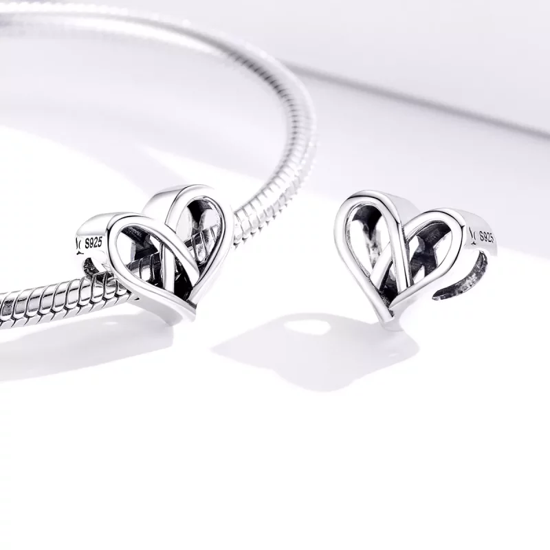 (imagen para) Charm de Plata Estilo Pandora "Tú y Yo, Corazón con Corazón" - SCC1552 - Ver 4