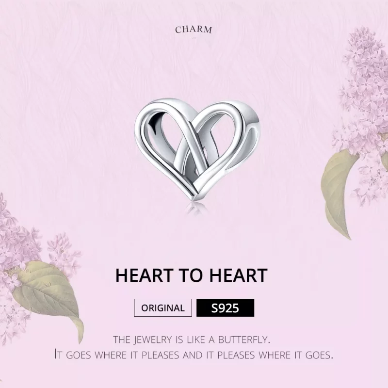 (imagen para) Charm de Plata Estilo Pandora "Tú y Yo, Corazón con Corazón" - SCC1552 - Ver 6