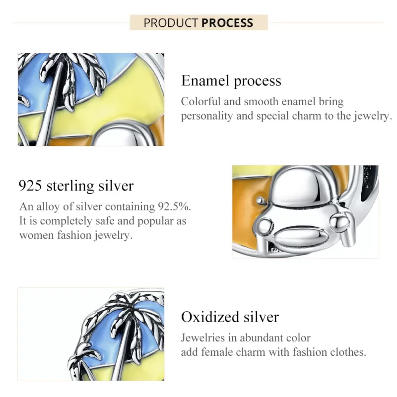 (imagen para) Charm de Plata Estilo Pandora Verano del Viaje - SCC1530 - Ver 7