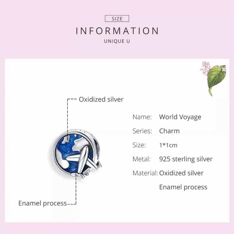 (imagen para) Charm de Plata Pandora Style World Voyage - SCC1568 - Ver 7