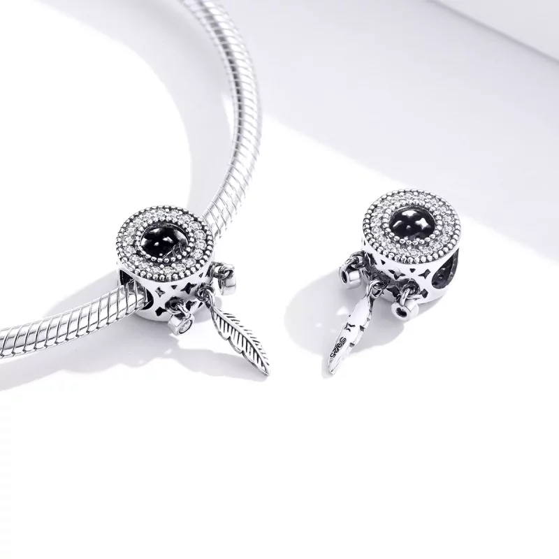 (imagen para) Charm de Pluma Brillante de Plata Estilo Pandora - SCC1550 - Ver 2